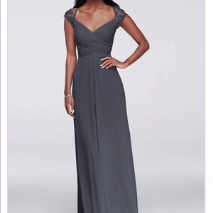 *LAST CALL* Long Mesh Dress with Lace Cap Sleeves